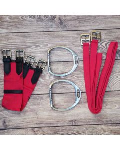 L-Sport Holzpferd Set Steigbügelriemen Steigbügel Sattelgurt 