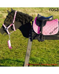 L-Sport Komplettset Sattel small mit bestickter Schabracke und Halfter Set für Holzpferd-rosa|LANCADE Reitsport