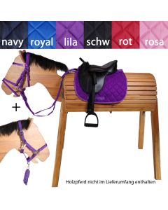 L-Sport Komplettset Sattel medium mit Trensenzaum und Halfter für Holzpferd lila