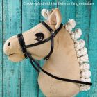 HKM Trensenzaum Zaumzeug für Hobby Horse Schwarz Glitzer + 2 Stirnriemen